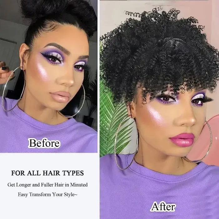 Perruque Afro Bouffante avec Frange pour Femme Noire