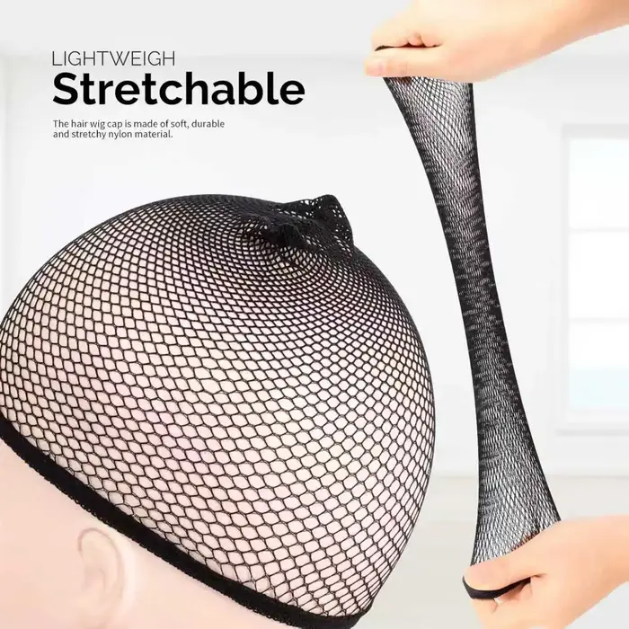 Bonnet de perruque en maille extensible, filet à cheveux noir élastique, filet de perruque en résill
