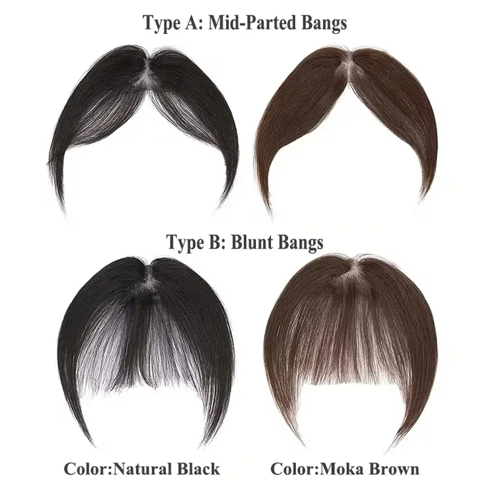 Frange de cheveux humains à clipser avec base en dentelle pour le front et les tempes