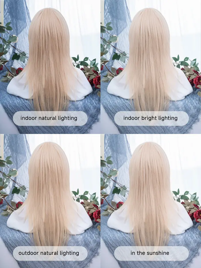 Perruques synthétiques blondes de Style fille européenne de 26 pouces avec frange