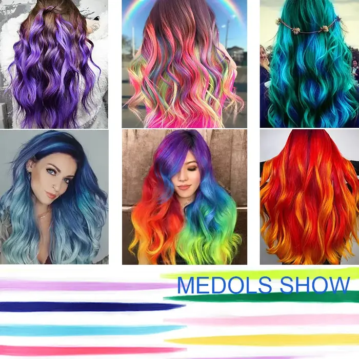 Extensions de cheveux synthétiques colorées à Clip Long de 22 pouces