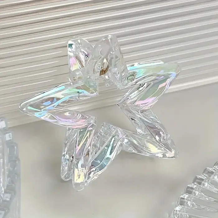 Pince à cheveux en cristal couleur bonbon, étoile creuse, requin, griffe de cheveux douce et mignonn