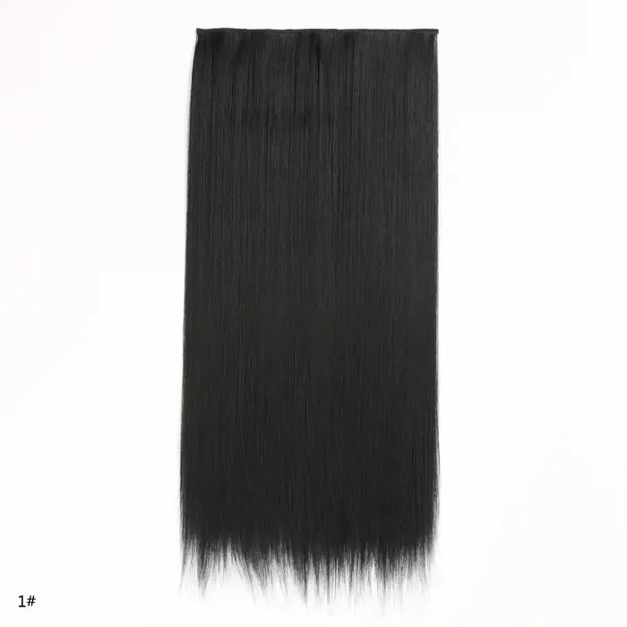 Extension capillaire synthétique une pièce avec 5Clips, cheveux longs et lisses blonds pour femmes, 