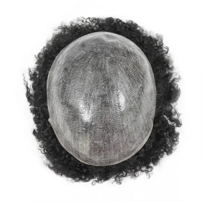 Afro toupet pour hommes peau mince système de remplacement de cheveux humains hommes prothèse de che