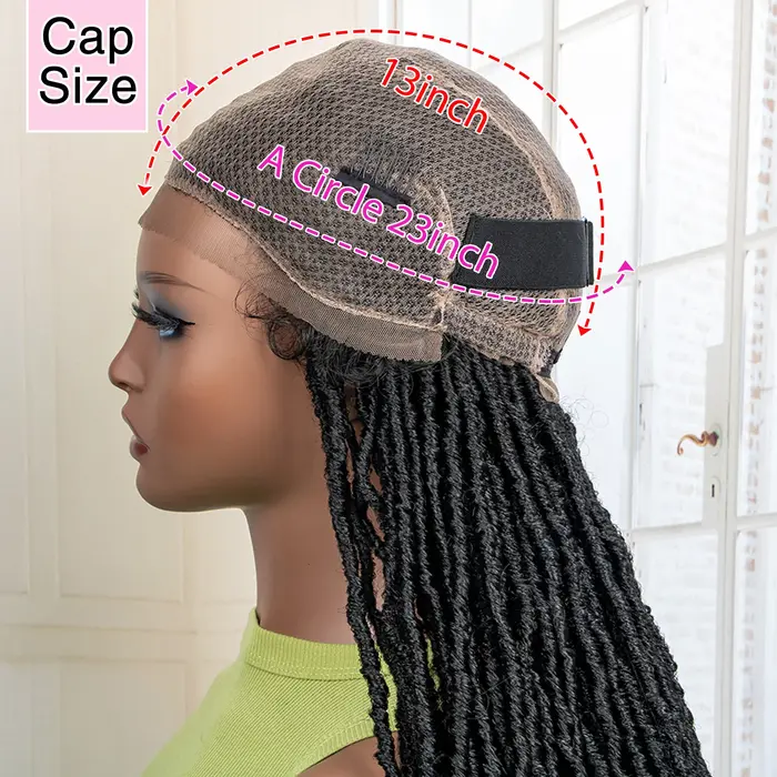 36 pouces couleur rouge Super longue synthétique pleine dentelle tresses perruques Locs Dreadlock bo