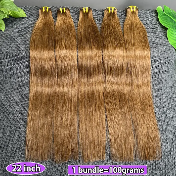 # 4 paquets de cheveux humains lisses de couleur brun foncé, double trame, 100% cheveux vietnamiens,