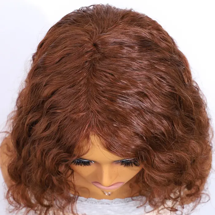 Perruques de cheveux humains de couleur Orange gingembre pour femmes 16 pouces vague de corps courte Remy