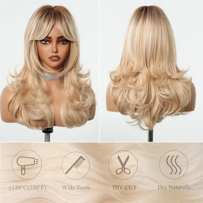 Perruque synthétique mixte Blonde dorée