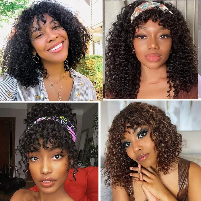 Perruques Cheveux Humains Bouclés pour Femmes