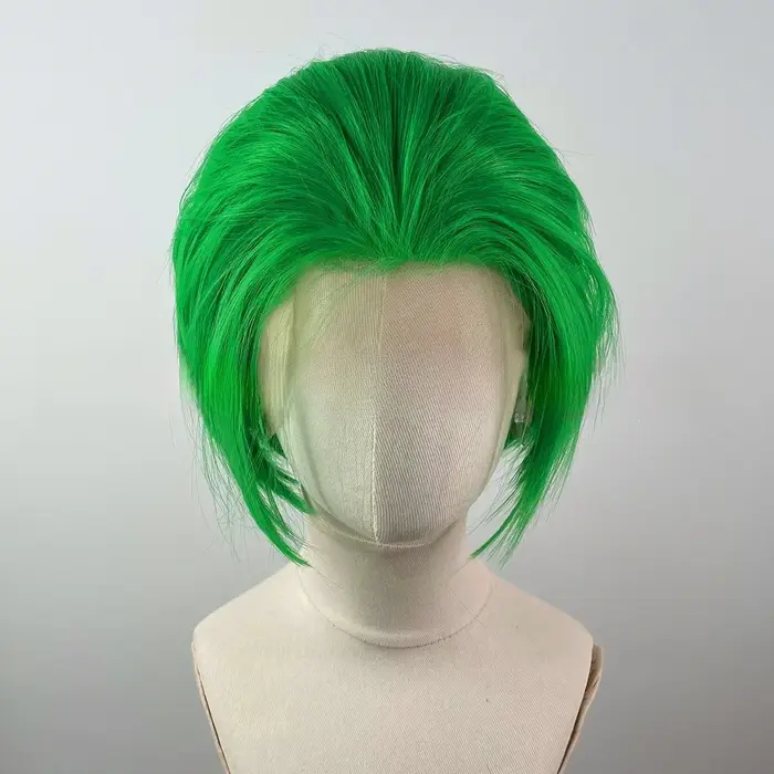 Perruque Bob Lace Front Wig synthétique courte vert clair, 13x4, cheveux synthétiques sans colle, ré