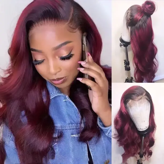 Perruque Lace Frontal Wig Body Wave naturelle, cheveux blond miel ombré, 13x4, 4x4, 180%, pour femme