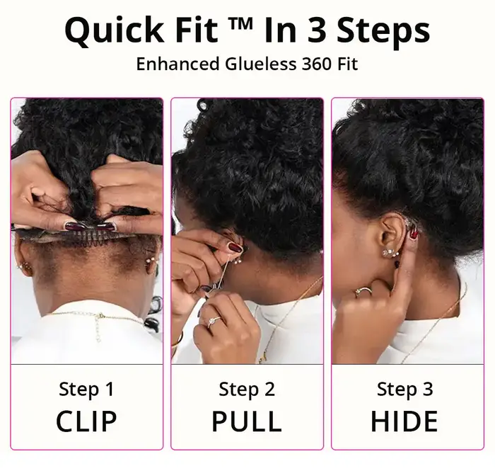 Perruque Lace 360 sans colle, avec cordon de serrage, bouclée crépue, effet Deep Water, 100% cheveux