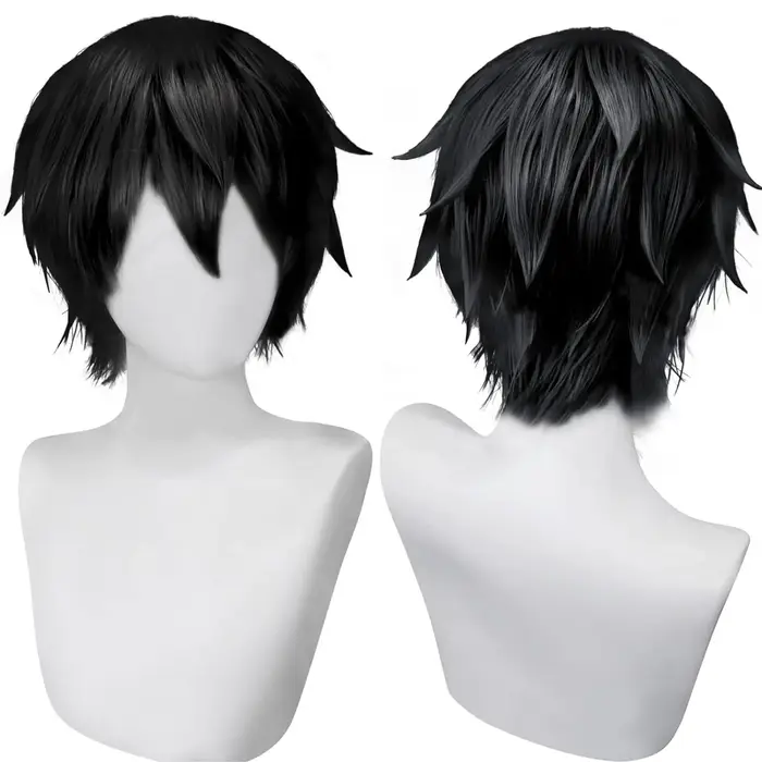 Perruque noire pour hommes et femmes