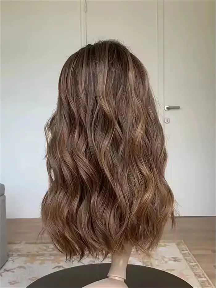 Perruque synthétique Lace Front marron moyen avec mèches blondes naturelles, pour cosplay, fête, usa