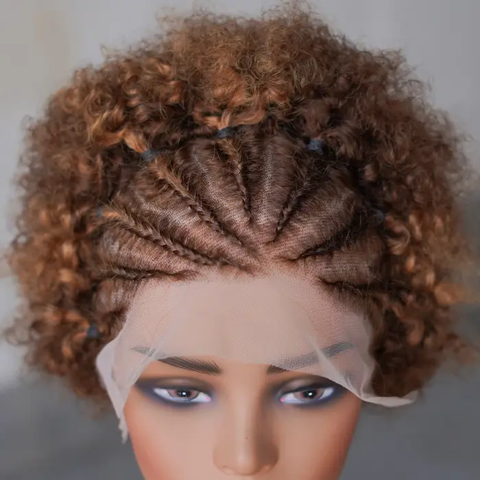 Perruques afro bouclées avec tresses pour femmes
