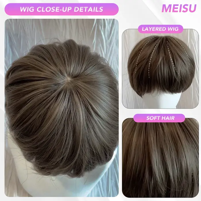 MEISU 10 pouces frange perruque pour garçons