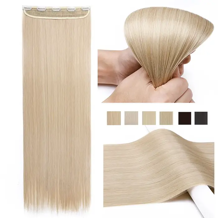 S-noilite Synthétique Clip dans les Extensions de Cheveux Noir Brun Naturel Droite 58-76 cm Long Haute Tempreture