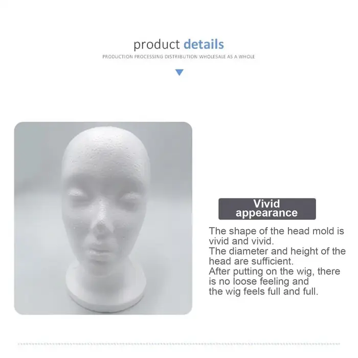 Tête de mannequin féminin en mousse