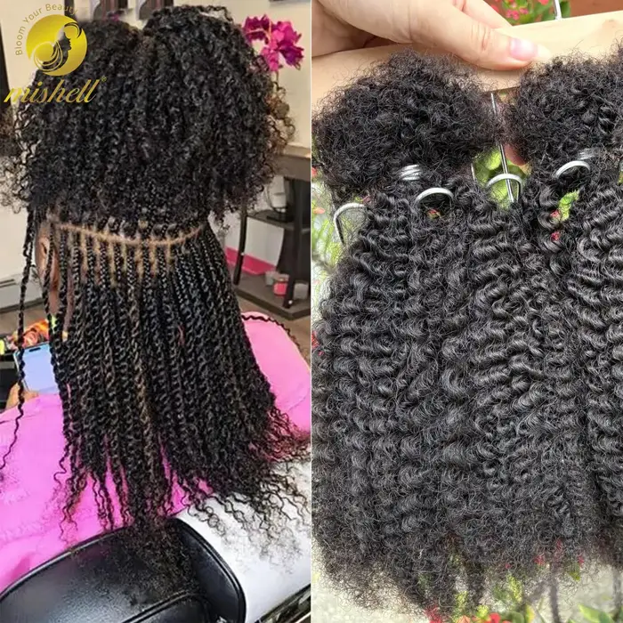 Extensions de cheveux humains bouclés afro ombrés en vrac, sans trame, 30g/paquet, 16 pouces, pour m