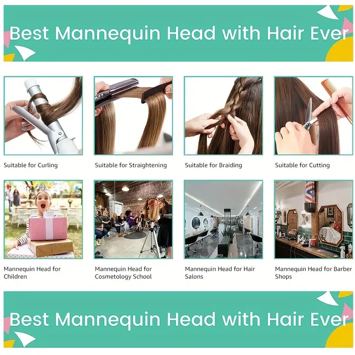 100% tête de Mannequin de cheveux réels avec cheveux humains coiffeur cosmétologie Mannequin Mannequ