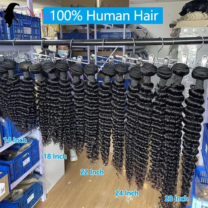 12A vague profonde paquets cheveux humains brésilien Remy 30 32 pouces cheveux bouclés crus paquets 