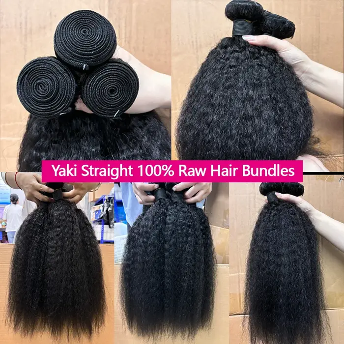 12A Kinky Straight Tissage Humain Haïr 20 22 24 Tissage Lot Brésilien Yaki Straight 100 Humain Hair 