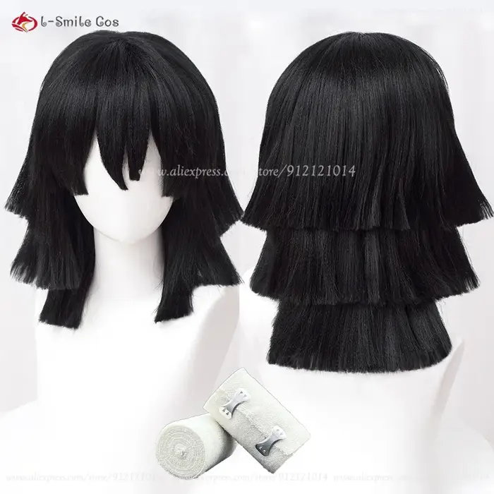 Perruque de Cosplay synthétique courte de 40cm