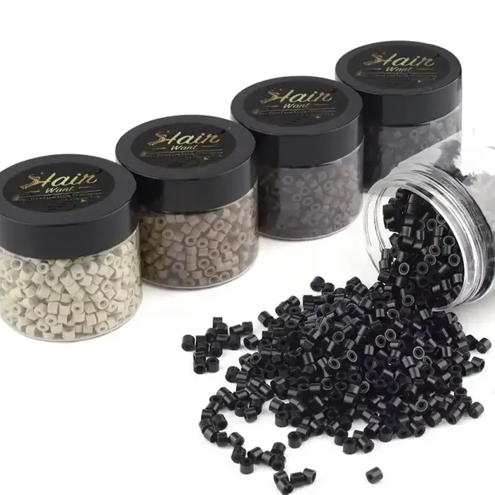 Perles micro-liens en silicone de 4 mm (1000 pièces) pour extensions de cheveux invisibles à coudre