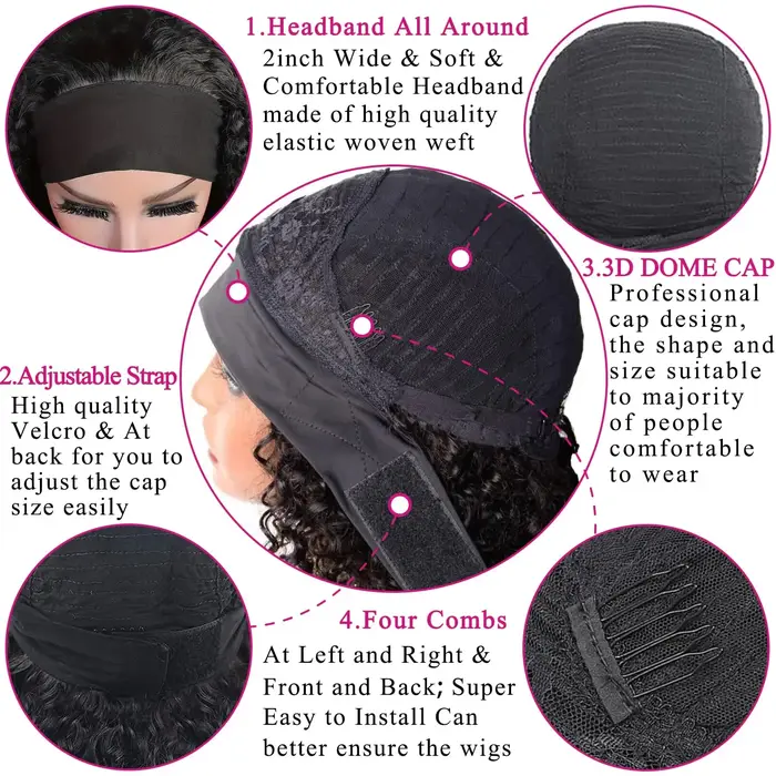 Perruques bandeau en cheveux humains