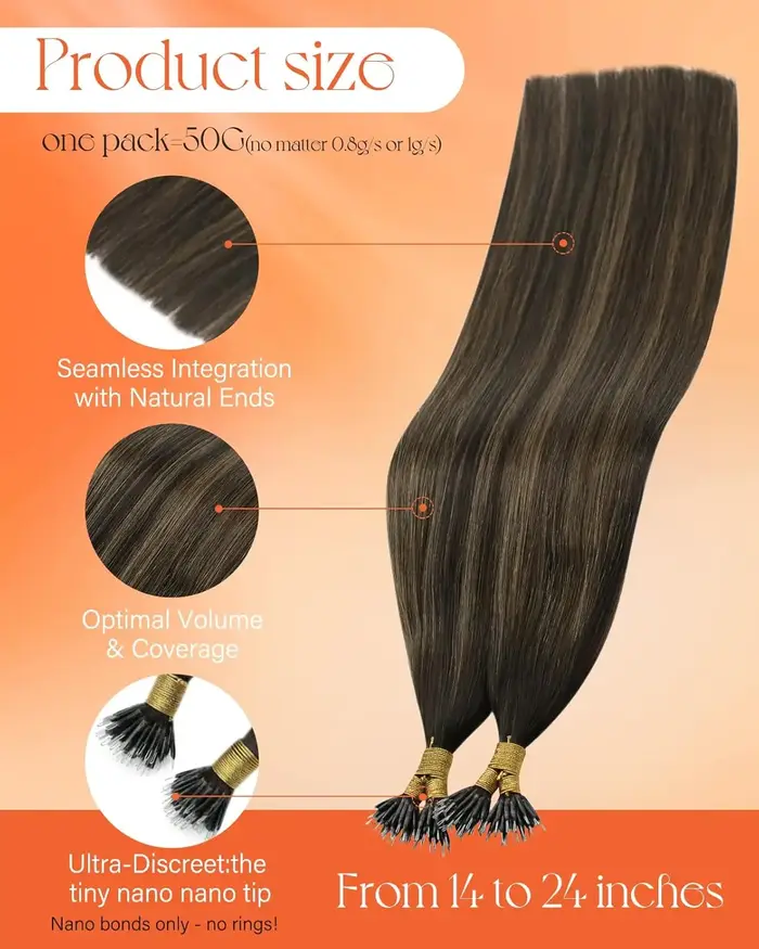 Cheveux ensoleillés Nano anneau Extensions