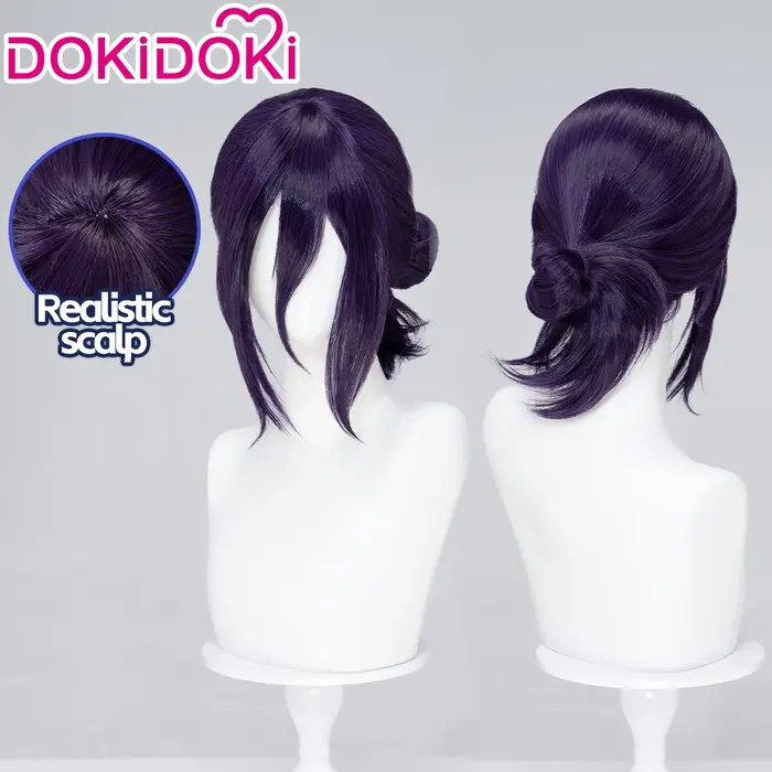 EN STOCK Rezee perruque Anime Cosplay DokiDoki femmes 35 cm cheveux violets Rezee Cosplay Halloween