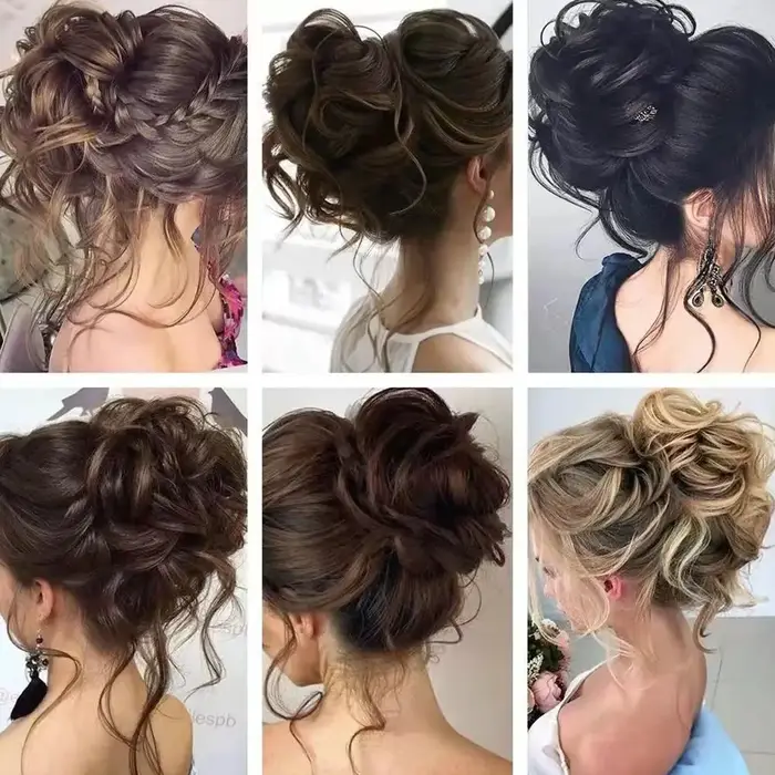 Postiche synthétique queue de cheval chignon volumineux paresseux-faux cheveux courts bouclés avec extrémités