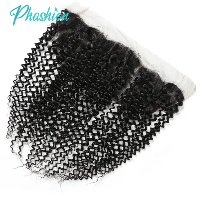 Phashion crépus bouclés oreille à oreille 13x4 dentelle frontale transparente suisse 4x4 fermeture p