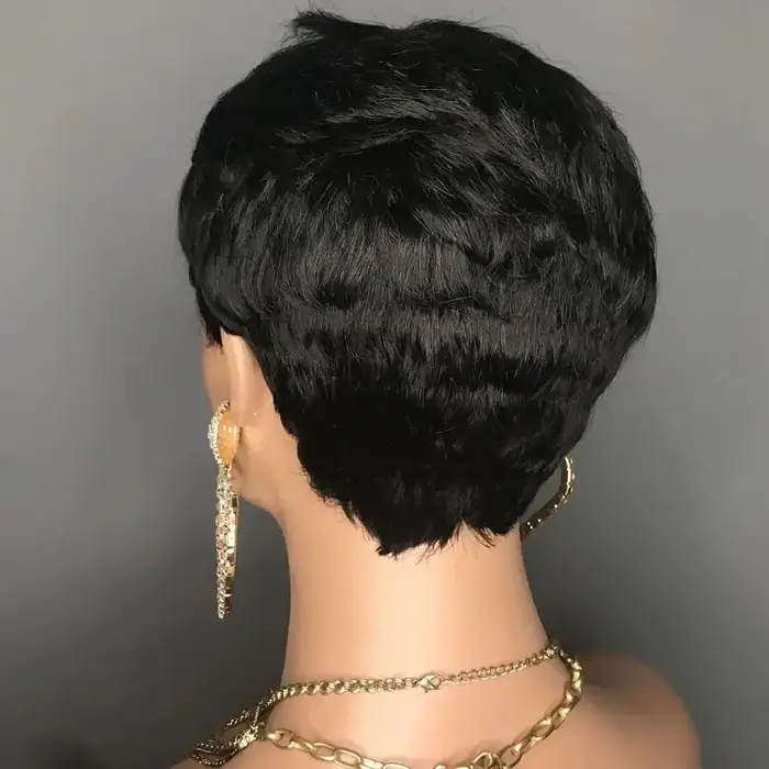 Perruques courtes coupe lutin pour femmes noires perruques de cheveux super courts perruque coupe lu