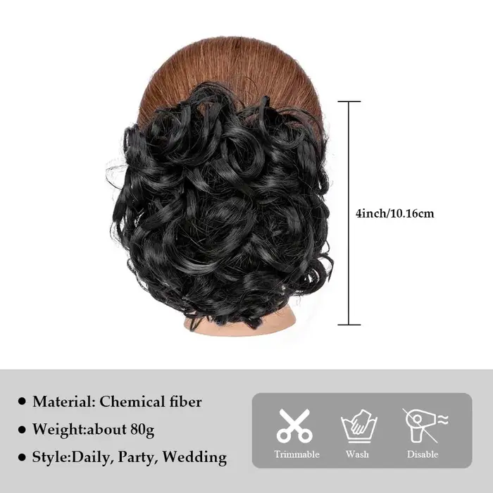Extension de chignon synthétique courte et bouclée