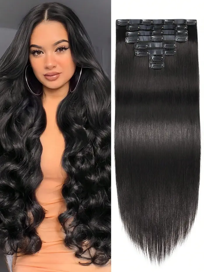 Extensions de cheveux à clipser, cheveux humains, lisses naturels, 100 grammes, extensions de cheveu