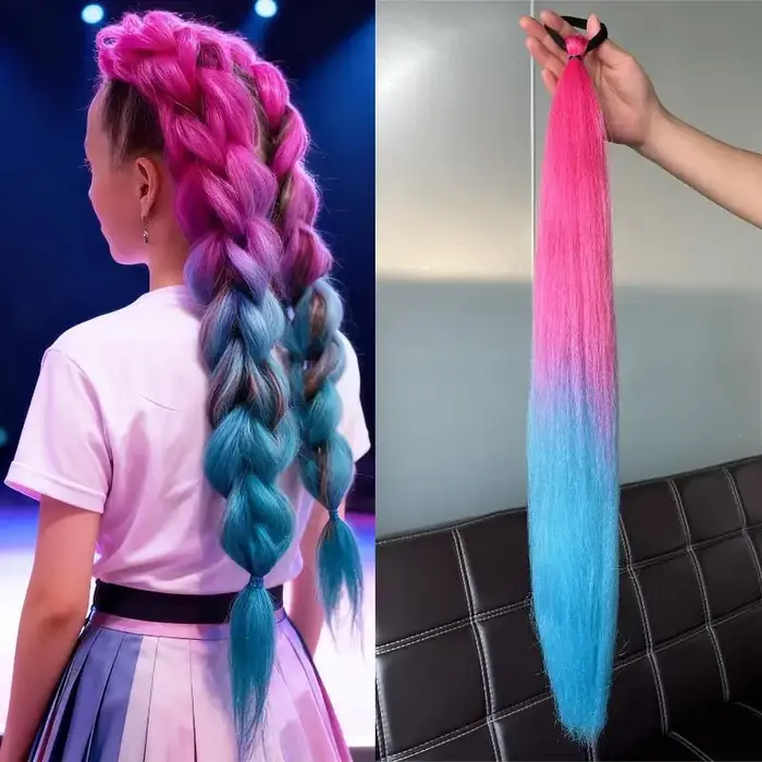 1 pièce d'extension de queue de cheval synthétique colorée avec élastique