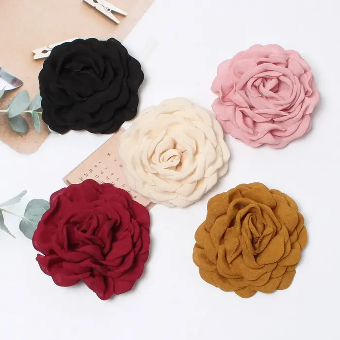 Pinces à cheveux en tissu à fleurs roses pour femmes et filles