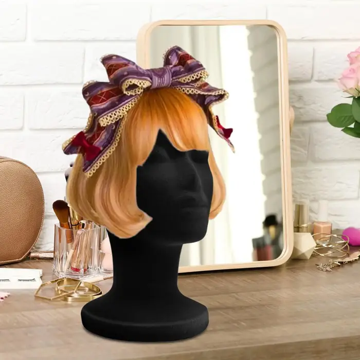 Tête de Mannequin en mousse de velours noir