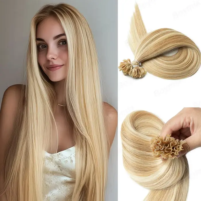 Extensions capillaires pré-collées sans couture U Tip Hot Fusion pour femmes