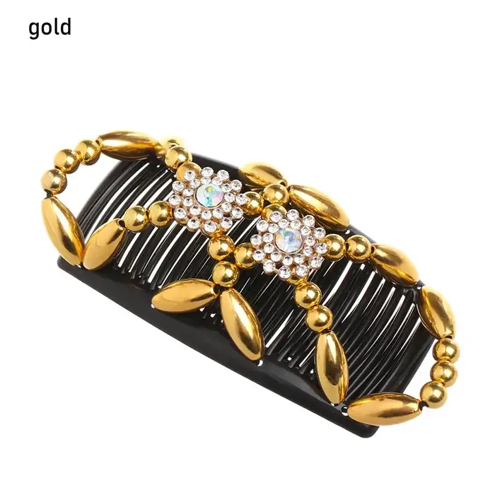 Pince à cheveux double fleur en cristal perlé pour femme