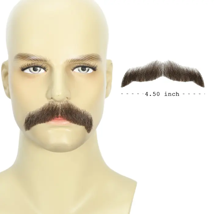 Moustache et barbe réalistes en cheveux humains pour hommes