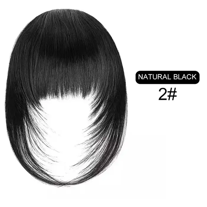 Extensions de cheveux synthétiques droites pour femmes avec frange superposée frange latérale postic
