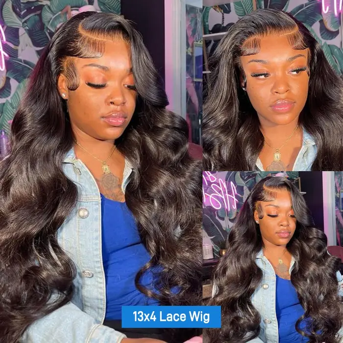 Perruque Lace Front Wig Body Wave Brésilienne Naturelle, Cheveux Humains, Sans Colle, 30 32 34 Pouce
