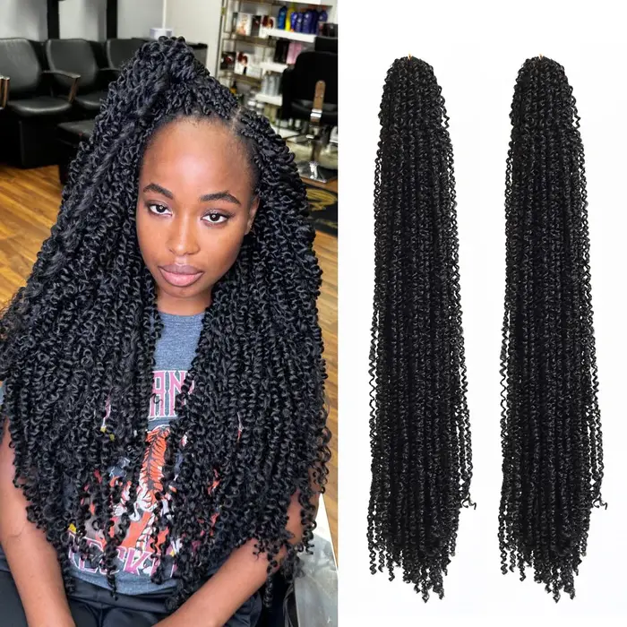 Extensions de cheveux synthétiques pré-bouclées pour tresses au crochet de 20 pouces