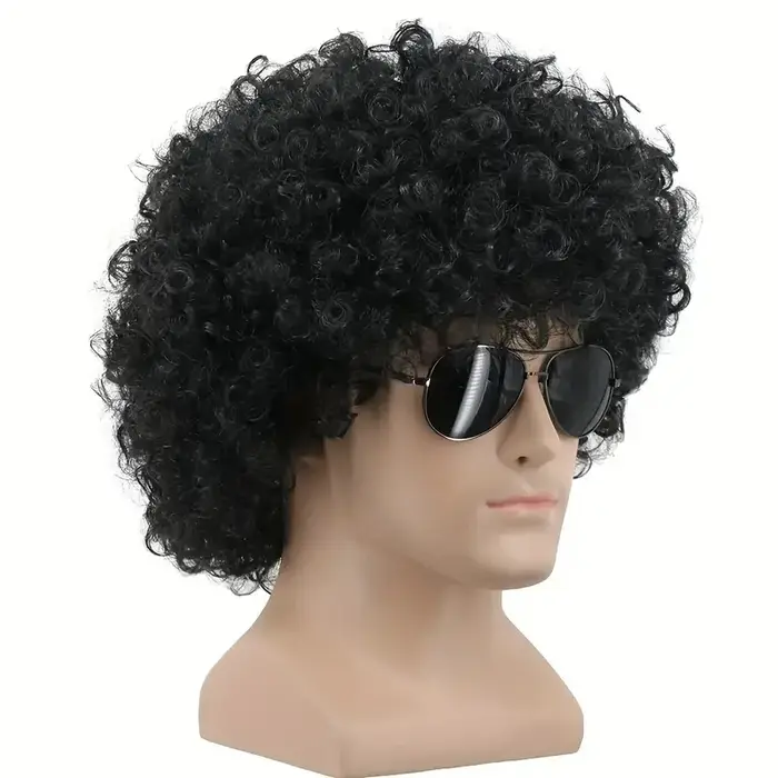 Perruque courte bouclée noire de style africain
