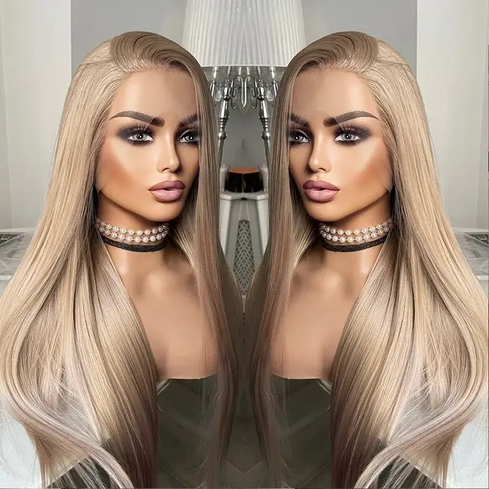 Perruque Lace Front Wig synthétique lisse et longue 13x4