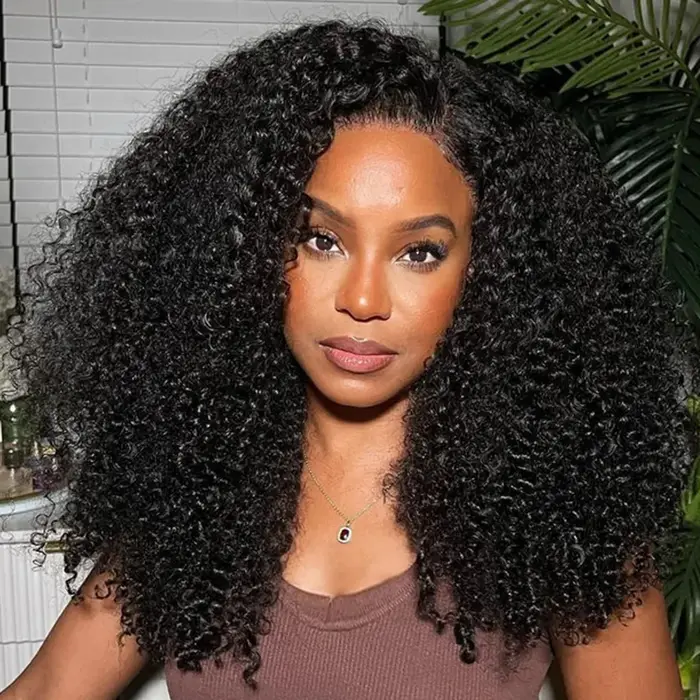 Perruque en cheveux humains bouclés crépus à 300 % de densité pour femmes, cheveux indiens bruts, pe