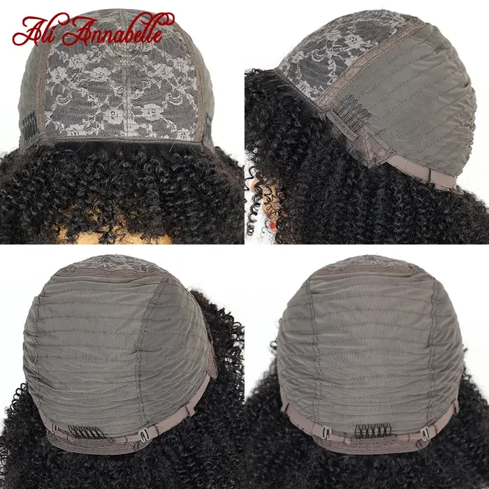 ALI ANNABELLE cheveux bouclés perruques avec frange pour les femmes noires fait à la Machine