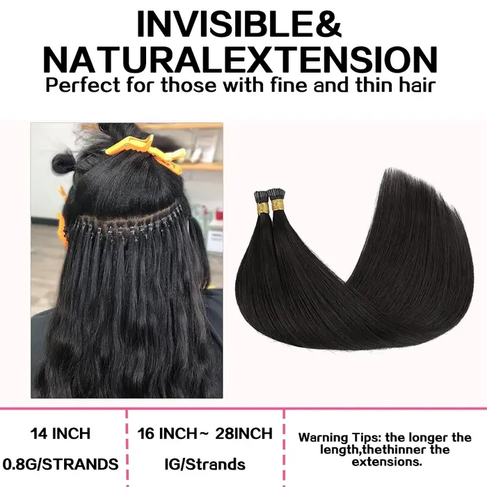 Extensions de cheveux I-Tip de 14 à 28 pouces